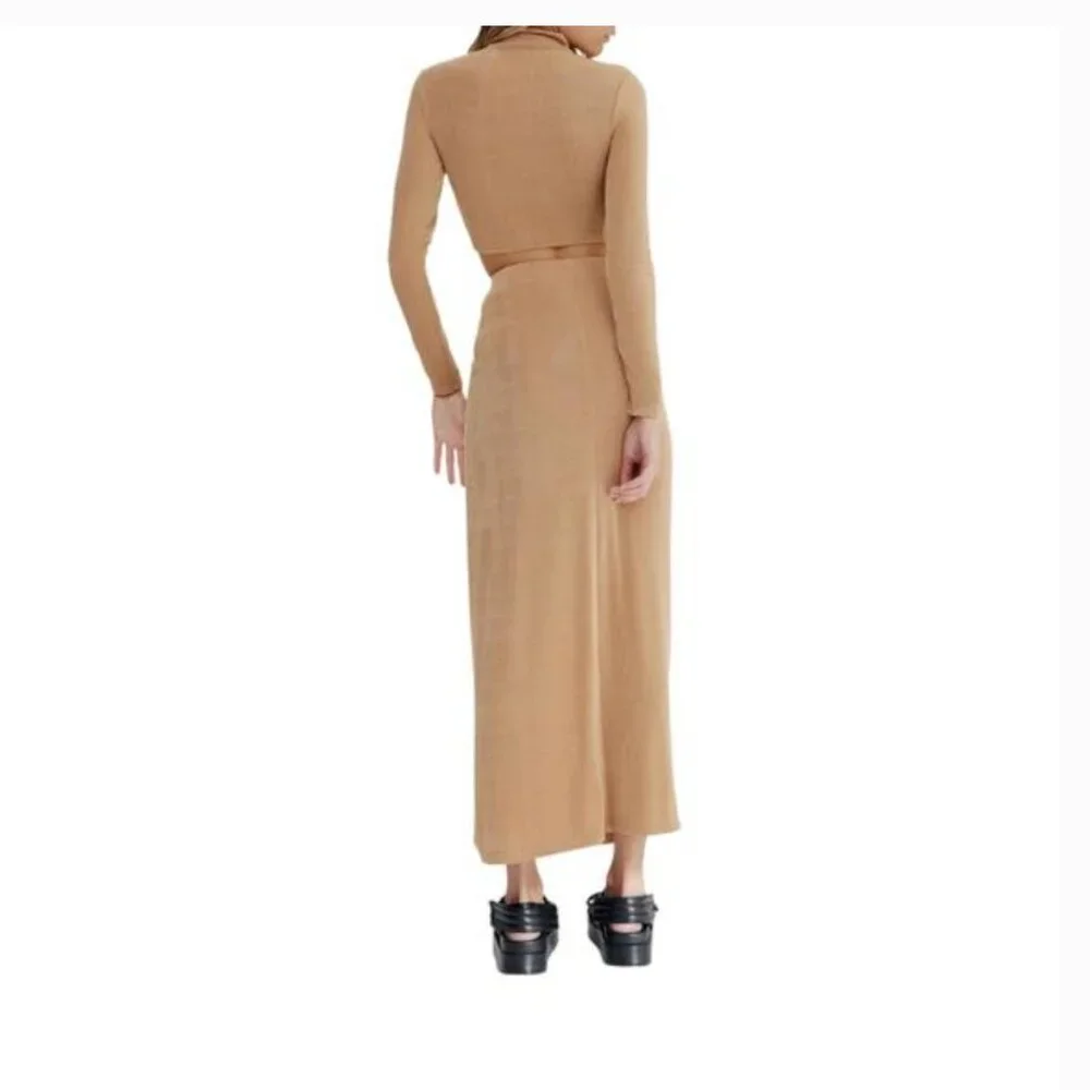NWT Significant Other Ivy Mini Skirt Midi Overlay Sand Gold Tan US Size 6